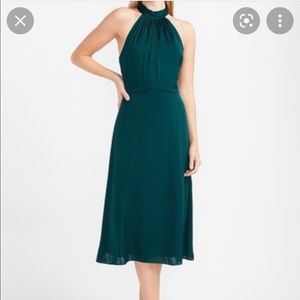 Express halter midi green holiday dress